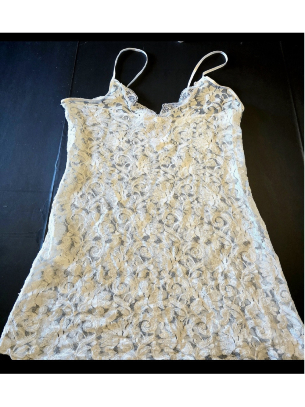 Cinema Etoile Vtg 90s White Sheer Lace Coquettegirl Chemise Nightie Size Large